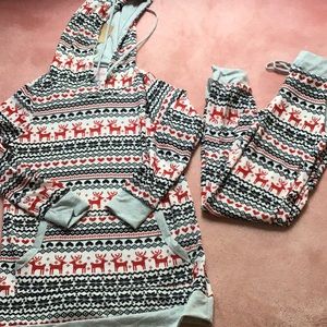 Christmas reindeer hoodie top joggers